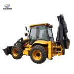 Машина с двумя передними лопатами и задними экскаваторами четырехприводной гидродизельный бульдозер